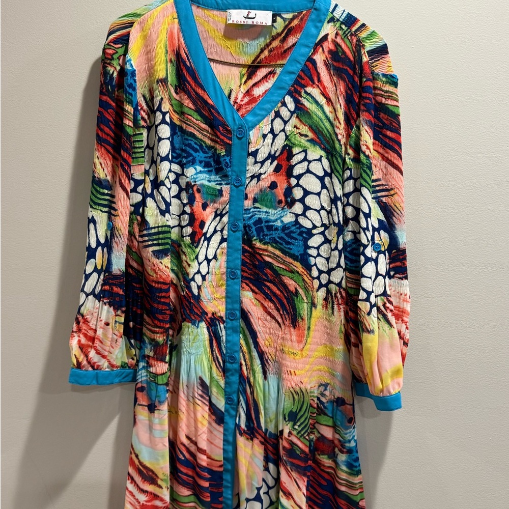 Rossi Roma Vtg Y2K Pleated Tunic Top Shirt Womens Size Large Artsy Lagenlook